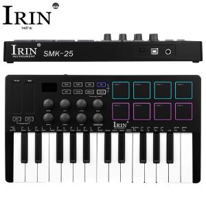 IRIN | Bàn Phím Điều Khiển MIDI Mini USB 25 Phím IRIN SMK-25 Với 8 Miếng Đệm Có Đèn Nền RGB Và 8 Núm Điều Khiển Đàn Piano Di Động Dành Cho Biểu Diễn Chuyên Nghiệp