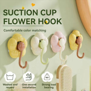 🔥Moheted👍 1Pcs Suction Cup Hook Plastic Punch-free Multipurpose Bathroom Kitchen Cute Towel Hook