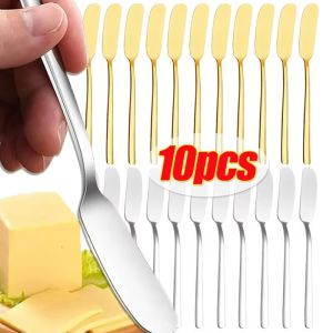 10ชิ้นมีดที่ทาเนยทำจากสแตนเลสสตีล304ด้ามยาวเครื่องตัดแยมขนมปังชีสอเนกประสงค์เครื่องใช้สำหรับโต๊ะอาหารตะวันตกแกดเจ็ตสำหรับครัว