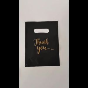 50/100 Chiếc Túi Quà Tặng Bằng Nhựa Màu Đen Túi Cảm Ơn Cho Siêu Thị Cửa Hàng Quần Áo Boutique Mua Sắm Thân Thiện Với Môi Trường Có Thể Gập Lại
