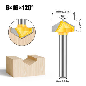 Dao Phay Chữ V 6mm Góc 60/90/120 Độ Dùng Cho Chế Biến Gỗ Hợp Kim Tungsten Cobalt Đầu Phay Vát Cạnh.