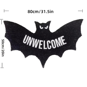 VIKAMA Gothic Spooky Bat Shape Print Halloween Doormat Non Slip Floor Mat Indoor Entryway Holiday Farmhouse Home Decor