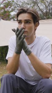 Ohsunny nam cảm giác mát mẻ kem chống nắng găng tay chống tia cực tím găng tay chống trượt Màn hình chạm ngón tay UPF50 +