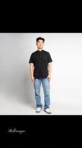 kemeja shanghai hitam pria kemeja shanghai pria pendek kemeja shanghai slimfit