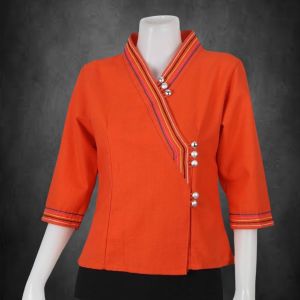 ผ้าฝ้ายชินมัย​ เสื้อพื้นเมืองผู้หญิง​ มีอก​ 36-48​ นิ้ว​ เสื้อ​แขนสามส่วน​