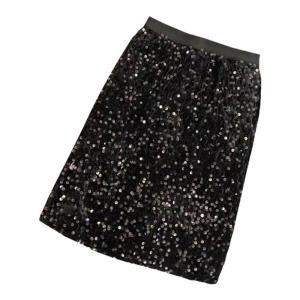 Shiny A-Line Skirt Knitted Sweater Baby Girls Fashionable Korean Style Polyester Fiber Winter Warm Mid-Length Skirt