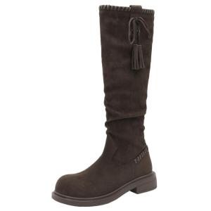 Josiny | Retro Brown Long Boots Large Shaft