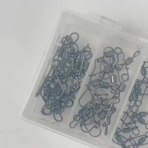 50pcs Eight Ring Stainless Steel Snap on Fishing Bait Connector Bearing Rolling Rotating Snap on Fishing Bait Hook Accessories