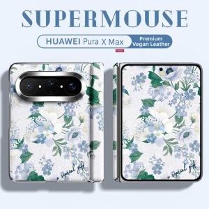 SUPER MOUSE | Magnetic Adsorption Full-protection Phone Case Leather-like Finish Elegant Flower Pattern