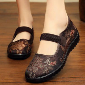 Casual Canvas Shoes for Elderly Women with Soft Bottom Flat Heel and Elastic Band Closure Color Matching Style for Spring