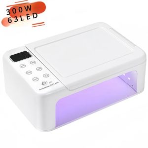 โคมไฟเครื่องเป่าเล็บกําลังสูง 300W สําหรับเครื่องหมอนมือสวมใส่ 63LEDS UV LED โคมไฟสําหรับกดบนเครื่องเป่าเล็บสําหรับการบ่มเจลทั้งหมด