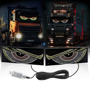 New Dynamic Devils Eye Car Sticker LED Display Truck Front & Rear Windshield Glass Light Warning Light Decorative Light USB 5V