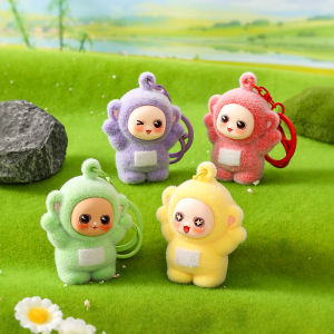 New Cartoon Teletubbies Flocking Keychain Anime Car Phone Pendent For Children Teletubbies Toy Bags Keychain Birthday Gift