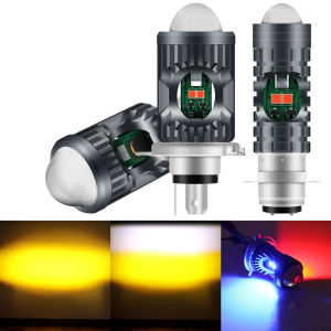 1 Pack H4 BA20D P15D LED Motorcycle Headlight Bulb 6500k High White/Low Yellow Beam 3030 5SMD Motorcycle LED Scooter ATV