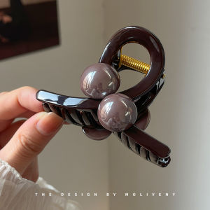 Fashionable Pearl Shiny Shark Clamp Hair Clip Womens Hair Accessories Outdoors Versatile Hair Grips Headwear Resin Material