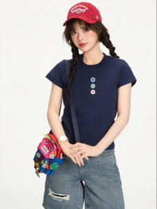 Gbiaior | Printed Cool Feeling Americana Fitted Short Sleeve T-shirt