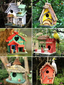 บ้านนกกลางแจ้งของประดับตกแต่งสวนลานสวนลานระเบียงไม้แท้สำหรับตกแต่งสวนบ้านนกจำลองรังนก บ้านนก บ้านนกแก้ว บ้านนกแก้วในสวน บ้านนกในสวน - Lazada