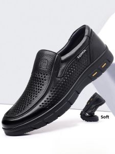 SHIPAILUO | Leather Mens Casual Shoes Breathable Thick Bottom Business Leisure Shoes For Middle-Aged And Elderly Spring Summer