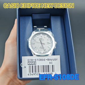 Casio E difice EFR-S108DE Men Watch Textured Dial Date Display Sapphire Crystal Glass Stainless Steel Band