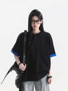 zuocisankon | Áo Thun Oversized Màu Đối Lập Kiểu Retro