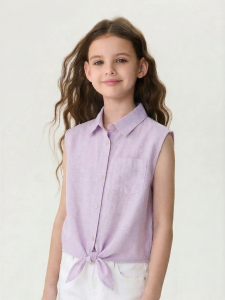 Marc&Janie | Breathable Linen Loose Holiday Girls Sleeveless Shirt
