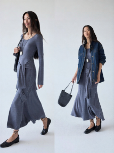 epoque de rueen | Clean Fit Modal Mock Two-piece Slimming Dress for Autumn