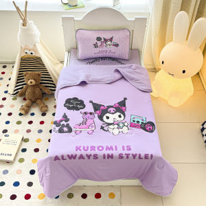 Cartoon Washed Cotton Summer Quilt Four-Piece Set Air Conditioner Quilt Student Thin Quilt Cotton Core Breathable Moisture-Wicking