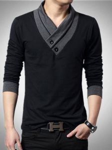 Áo Thun Nam Dài Tay Vừa Vặn Nguyên Chất Cotton Vải Bông Mùa Thu Phong Cách Thành Phố Thời Trang Mùa Xuân Sinh Viên Áo Sơ Mi Cơ Bản Cỡ Lớn Phong Cách Đại Học Tiếng Anh