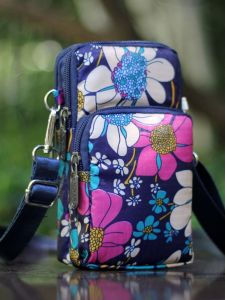 Mini Running Crossbody Phone Bag: Oxford Cloth Geometric Pattern & Fresh Style Vertical Shape