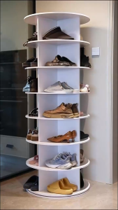 6‑Tier 360° Rotating Shoe Rack Tower Multifunctional Shoe  Handbag Display Organizer Space‑Saving Storage Shelf for Bedroom Living Room Corridor | Ships Today