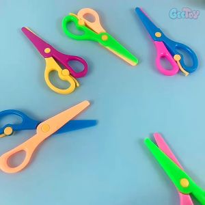 1Pc Mini Paper Cutting Drawing Cutter Round Head Plastic Scissors Educational Toys for Kids