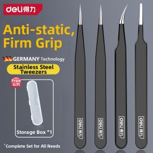 deli | Stainless Steel Anti-rust Curved Fine Tip Tweezers
