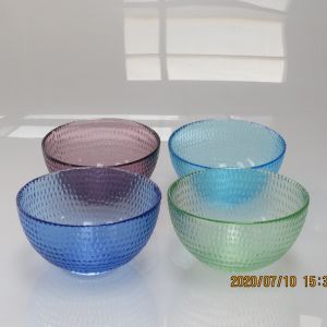 ชุดแก้วคริสตัลสีน้ำเงินเขียวม่วงชมพู 10 ซม. สไตล์จีน ชามใส่น้ำจิ้ม ชามขนมหวาน ชามน้ำชา ชามน้ำแข็ง ชามน้ำมัน