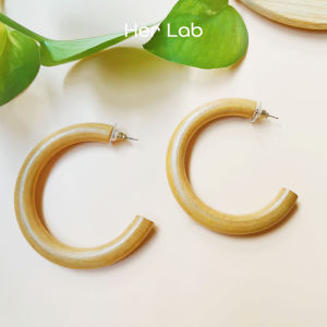 Her Lab Jewelry | Natural wood retro ethnic style earrings 925 silver needle hypoallergenic earrings Lightweight personality geometric tassel braided bohemian style earrings Handmade grass rattan hoop drop earrings Handmade rattan classic lady earrings