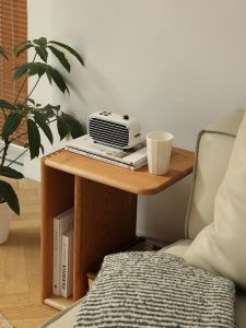 Simple North European Style Cherry Wood Side Table Sofa Corner Table Bedside Cabinet Shoe-Changing Stool No Storage Space