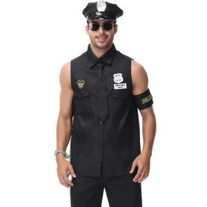 Nam Giới Trưởng Thành Của Cảnh Sát Hoa Kỳ Trang Phục Áo Cosplay Halloween Bộ Quần Áo - Polyester Elastane Blend Tatting Weave
