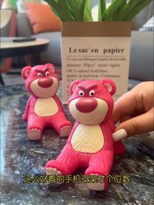 Cute Mobile Phone Holder Strawberry Bear Phone Holder Desktop Decoration Hands-free Convenience Phone Accessories Phone Stand