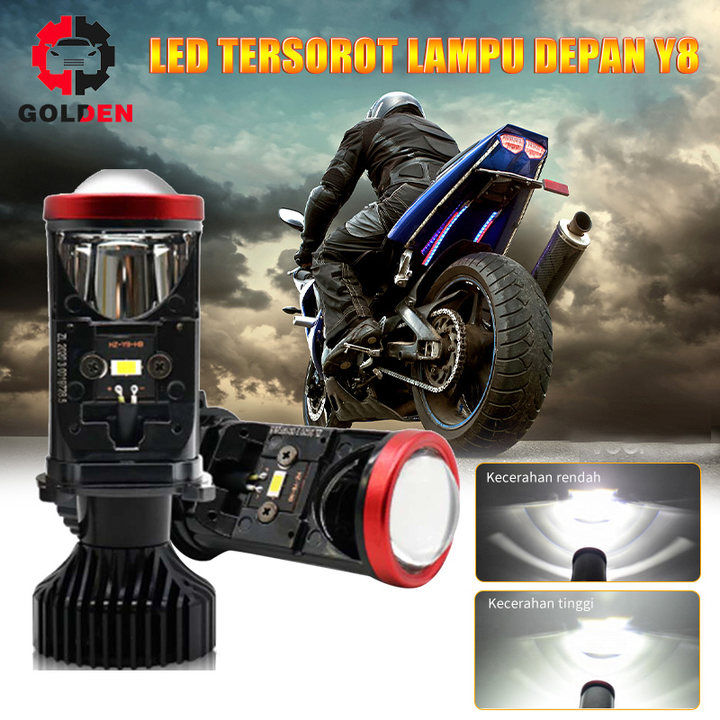 2pcs Lampu LED Utama Y7D Y6D 24 Volt Projector Mini H4 Truk Bus Canter Fuso Tronton Kipas RHD LHB Bi H4 mini Projector H4 projie Cut Off Motor Mobil - Putih