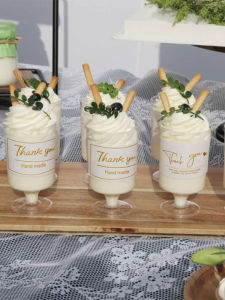 Wedding Engagement One-Year Anniversary Dessert Table Decor Stickers Thank You Mousse Cup Pudding Bottle Push Push Joy Tube