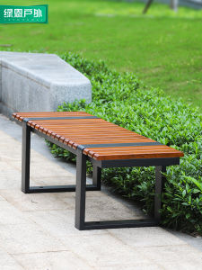 Stainless Steel Park Bench Outdoor Casual Square Seat Sun Protection Antiseptic Wood Bench Rest Double Bench Chair
