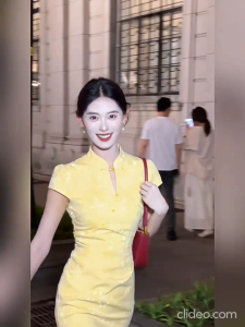 daidai (Ready Stock) Woman Yellow Cheongsams Girl Qipao Dress Elegant Traditional Retro 黄色新中式提花改良旗袍女秋季绝美立领长袖收腰连衣裙