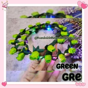 (14 KUNTUM) BANDO BUNGA MAHKOTA KELILING LED - NON LED | BANDO MAHKOTA BUNGA MAWAR | BANDO BANDANA PESTA | BANDO NATAL | FLOWER CROWN HEADBAND | FCG-784845