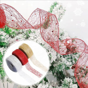 2M/roll 50mm Hollow Out Shiny Ribbon Christmas Gift Packaging Foldable Line Edge Crafts Wedding Christmas Decoration