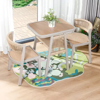 TREDEY Outdoor Furniture Garden Table with 2 Chairs For Balcony Courtyard Terrace