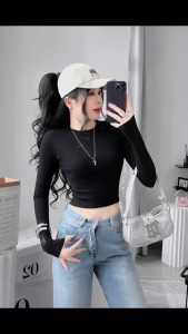 Áo croptop tay dài KVYBODY A4 chất borip lụa mềm mịn dày dặn co giãn thích hợp mặc ở nhà đi chơi đi tiệc