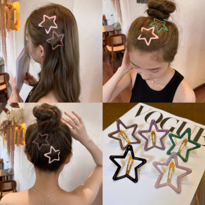 Large Hairpin Pentagram Hollow Out BB Clip Colorful Headdress Dopamine Bangs Clip