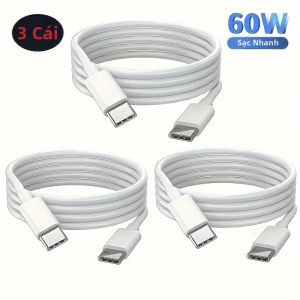 Bộ 3 Cáp Sạc Nhanh USB C To USB C 1M/2M/3M 60W Cáp Sạc Type C Cho iPhone 15/16/Pro Max Cáp TPE/TPU Tốc Độ Cao