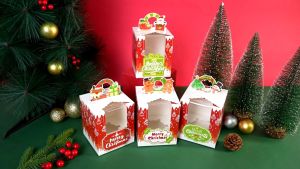 12pcs Christmas Cupcake Box Set B 1 Hole cake packaging thick high quality
