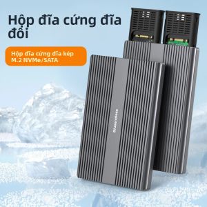 Vỏ Ổ Cứng SSD Dual Bay M2 Blueendless Type-C USB 3.2 Gen2 10Gbps Hợp Kim Nhôm Dành Cho Ổ Cứng SATA NGFF PCIE NVME 2.5" & 1.8"