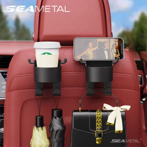 SEAMETAL Multifunctional Car Seat Back Water Cup Holder with Hook Rear Storage Box Auto Beverage Rack